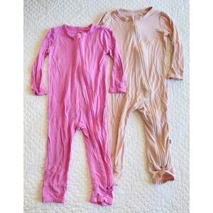 KYTE Baby Girls Bubblegum Blush Pink Bamboo Zippered Romper Bundle Lot 18-24m